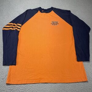 Top Heavy 77 Athletic Dept Shirt Mens XL Orange Navy Long Sleeve Raglan USA